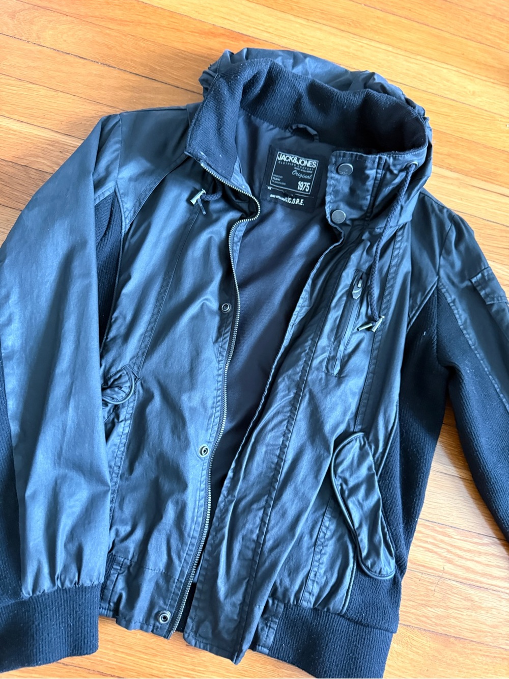 Jack & Jones Black Bomber-Style Utility Jacket S